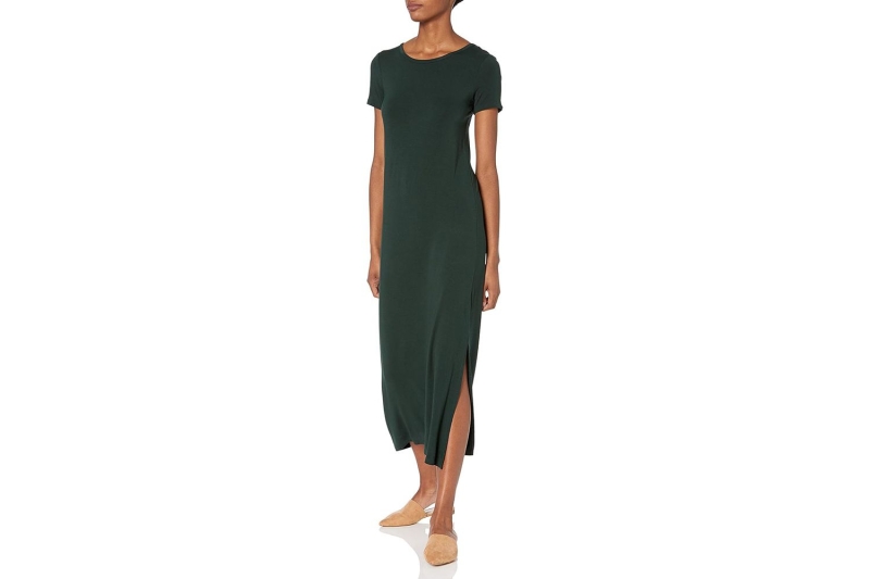 My mom is starting her spring shopping and she picked up the Amazon Essentials Short-Sleeve Midi Dress as her go-to versatile dress to get her through the remainder of winter through to spring. Shop it for $24.
