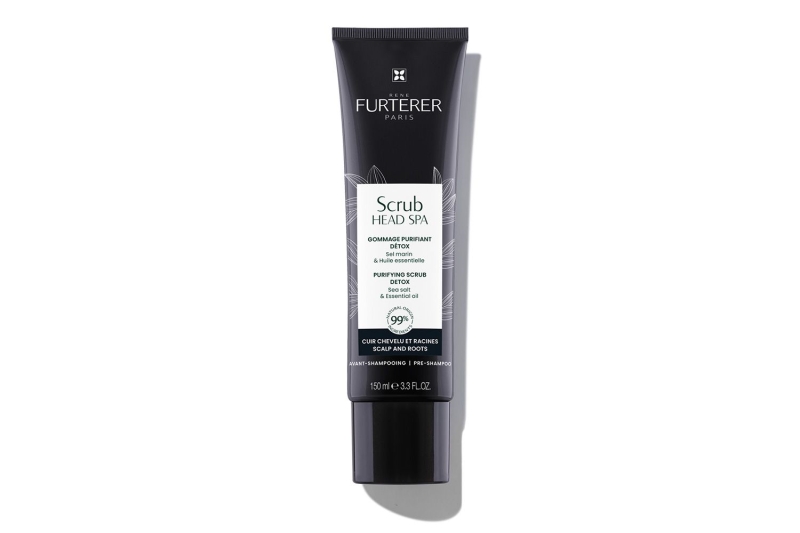 The $45 René Furterer Head Spa Purifying Scrub exfoliates, soothes, and deeply cleanses the scalp, absorbing excess oil, leaving the skin feeling fresh, and extending time between shampoos.