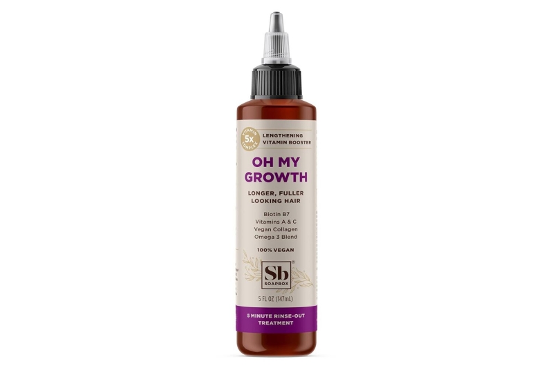 The Soapbox Oh My Growth hair-thickening treatment is on sale for $8 at Amazon. Shoppers swear by the hair growth product for stronger, thicker, and fuller locks.