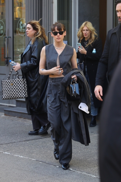 With Her Unbuttoned Vest, Kristen Stewart Hops Aboard the Sexy Suiting Trend