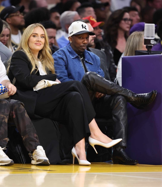 Adele attended the Los Angeles Lakers vs. Denver Nuggets game in a pair of pristine white heels.