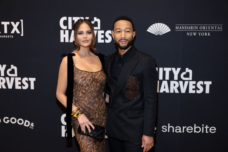 Chrissy Teigen attended City Harvest’s 2024 Gala: Magic of Motown in New York City, wearing a sheer leopard-print dress and no bra.