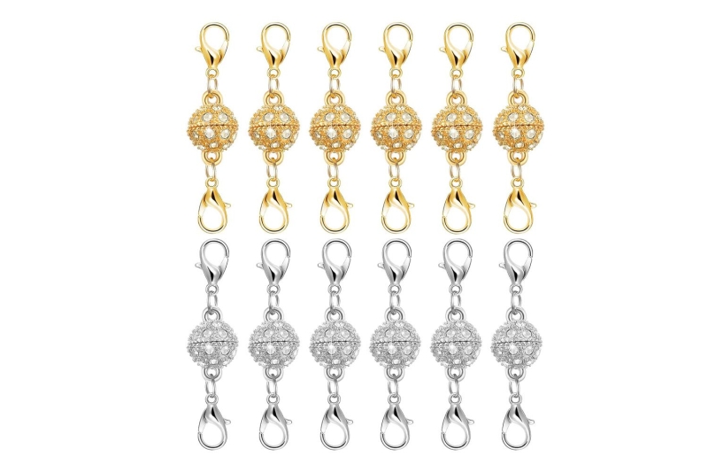 I’m using Bonison’s 12-Pack of Magnetic Necklace Clasps to easily take on and off my jewelry, and it’s only .75 cents apiece on Amazon.