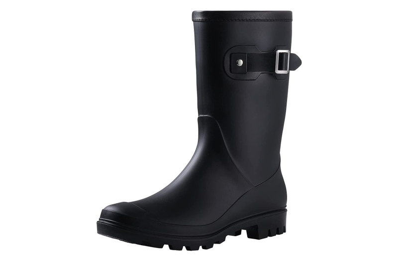 Irina Shayk wore knee-high black rain boots. I found seven similar styles from brands including Hunter, Merry People, and Melissa, with prices starting at $31.