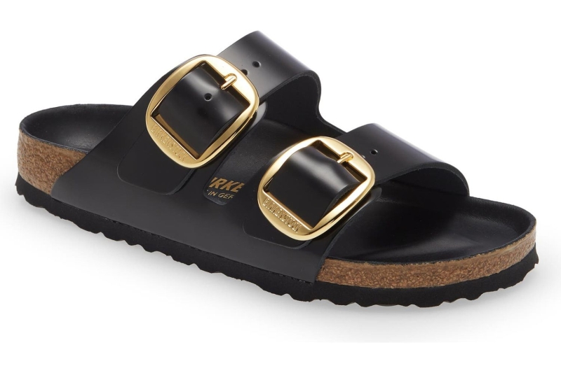 Katie Holmes just wore the Birkenstock Arizona sandals in all-black. We found similar styles from Nordstrom, Zappos, Rue La La, and Gilt, starting at $90.