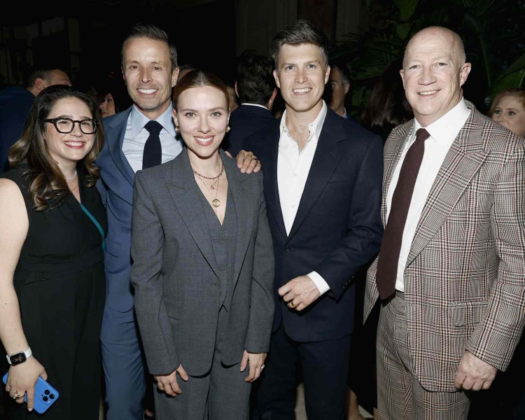 Scarlett Johansson and Colin Jost stepped out in coordinating suits for the CAA Kickoff Party in Washington, D.C. ahead of the White House Correspondents' Dinner.