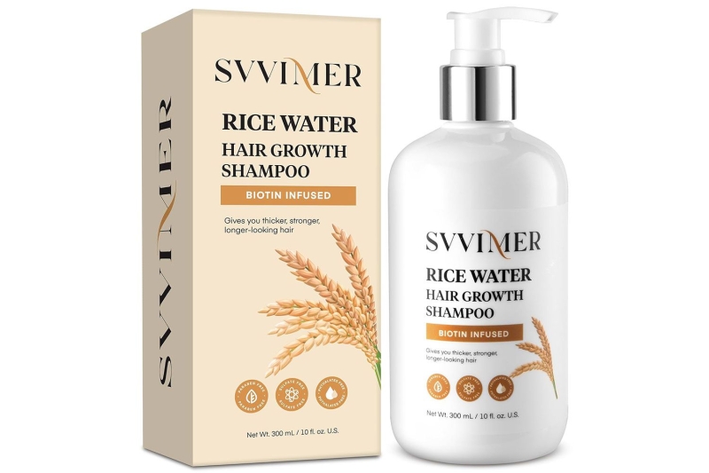 Shoppers with thinning hair swear by the Svvimer Rice Water Hair Growth Shampoo for stronger longer strands. Snag the nourishing hair care treatment while it’s still on sale for $18 at Amazon.