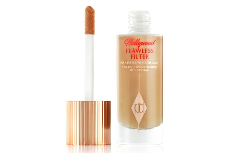 Kate Moss wore the Charlotte Tilbury Hollywood Flawless Filter, a multi-tasking skin tint that I swear by for Photoshopped-looking skin. The $49 formula contains light-reflecting pigments and skincare ingredients to give the complexion a natural glow.