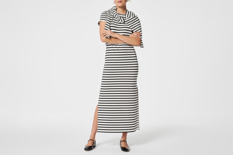 My mom says the Spanx AirEssentials Maxi T-Shirt Dress is perfect for spring because it makes getting dressed in the morning a breeze. The breathable dress is comfortable, easy to style, and super soft.