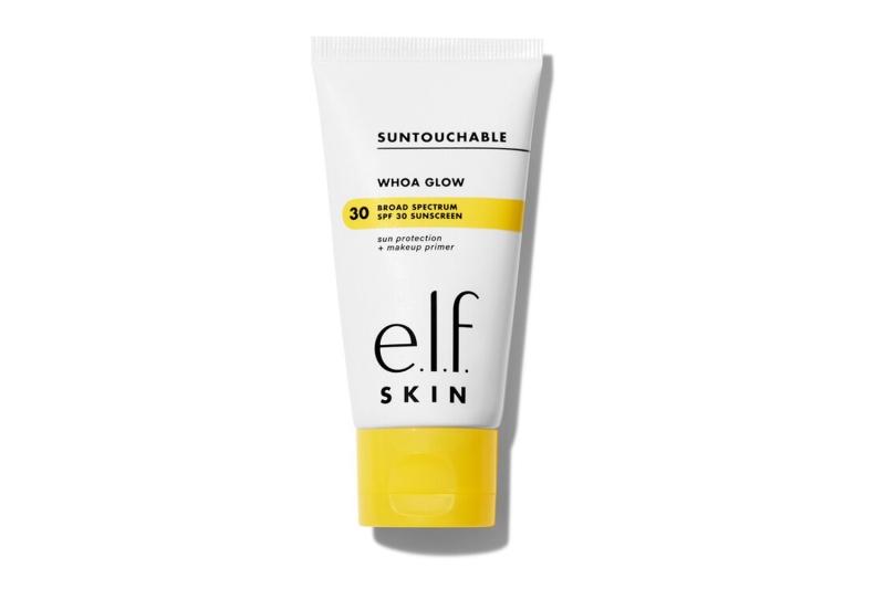 The e.l.f. Cosmetics Suntouchable Whoa Glow SPF is one shopping writer’s favorite primer for a dewy finish. It features hyaluronic acid, aloe, and squalane for long-lasting hydration and can be worn solo or under makeup.