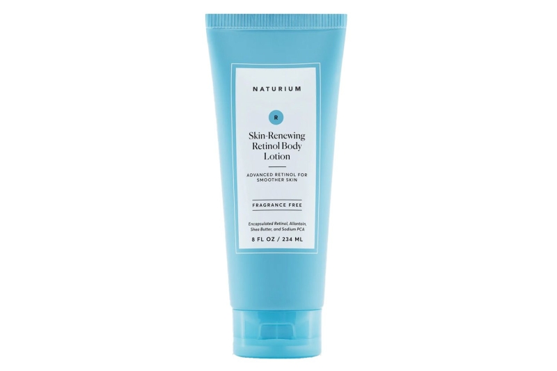 The Naturium Bio-Lipid Restoring Moisturizing Body Lotion is $25 at Amazon. The anti-aging body cream, which contains encapsulated retinol, smooths crepey skin, fine lines, and hydrates on contact without irritation.